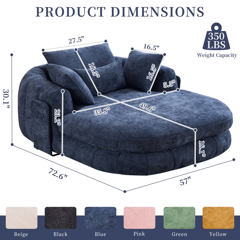 Cloudlike Chenille Chaise – Compression-Molded Foam Lounge, Blue