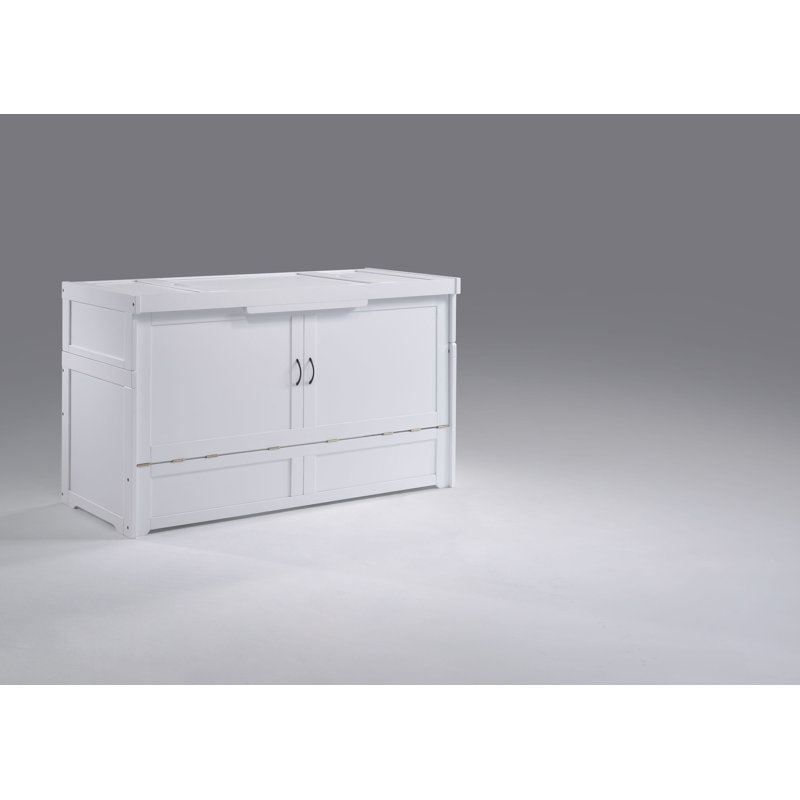 Towe Queen Murphy Bed with Mattress and Power Outlets, White