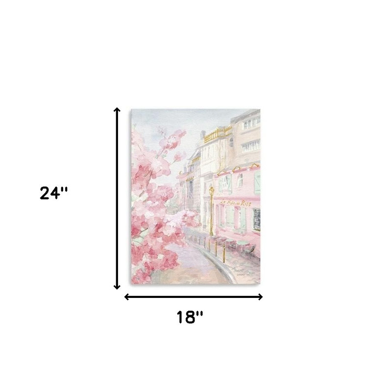 Joli art mural rose pastel Paris Street