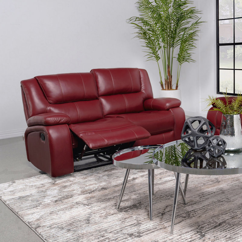 Upholstered Motion Reclining Loveseat, Red