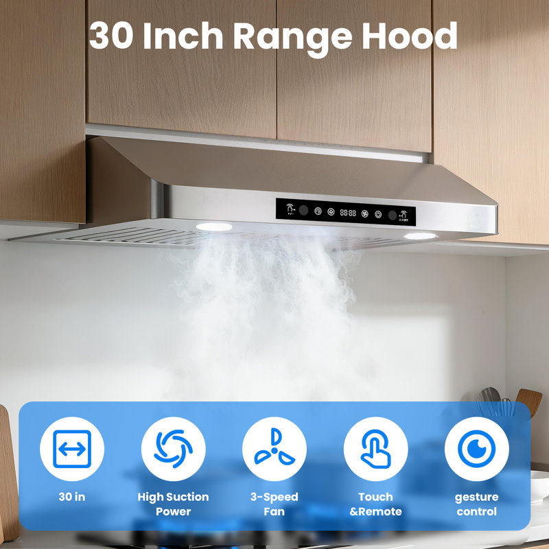 Hotte sous un meuble convertible en acier inoxydable 30 pouces 750 CFM