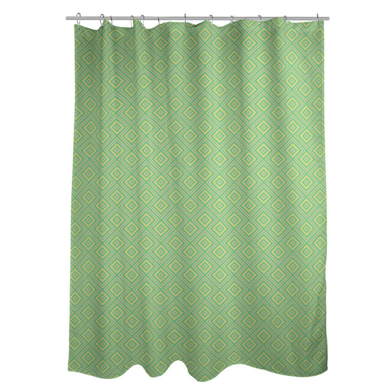 Rideau simple en treillis carré, Vert / Bleu
