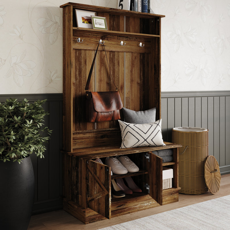 Arbre d'entrée avec armoire de rangement, Noyer