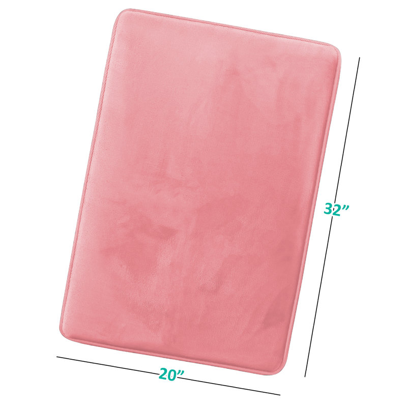 Ultra-Soft Memory Foam Bath Rug with Non-Slip PVC Backing, Large: 32" L x 20" W, Coral/Pink