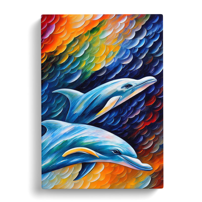 Two Dolphin No.3 - Wrapped Canvas, 50" H x 35" W