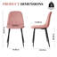 Chaises modernes en velours avec pieds en métal, ensemble de 2, rose