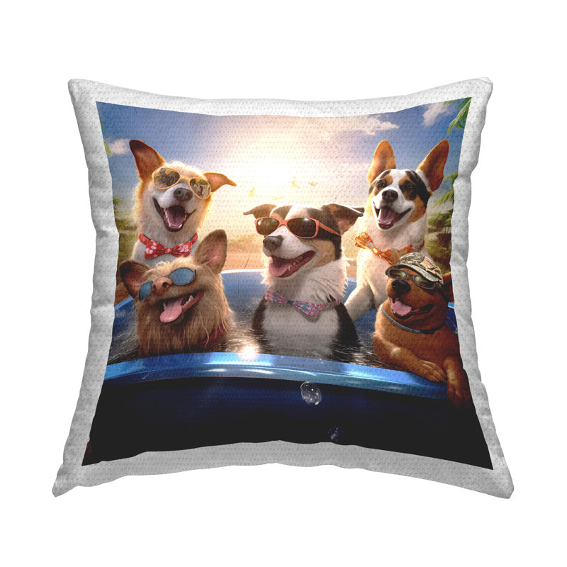 Coussin imprimé amusant Fun Dogs in Pool par Jim Baldwin