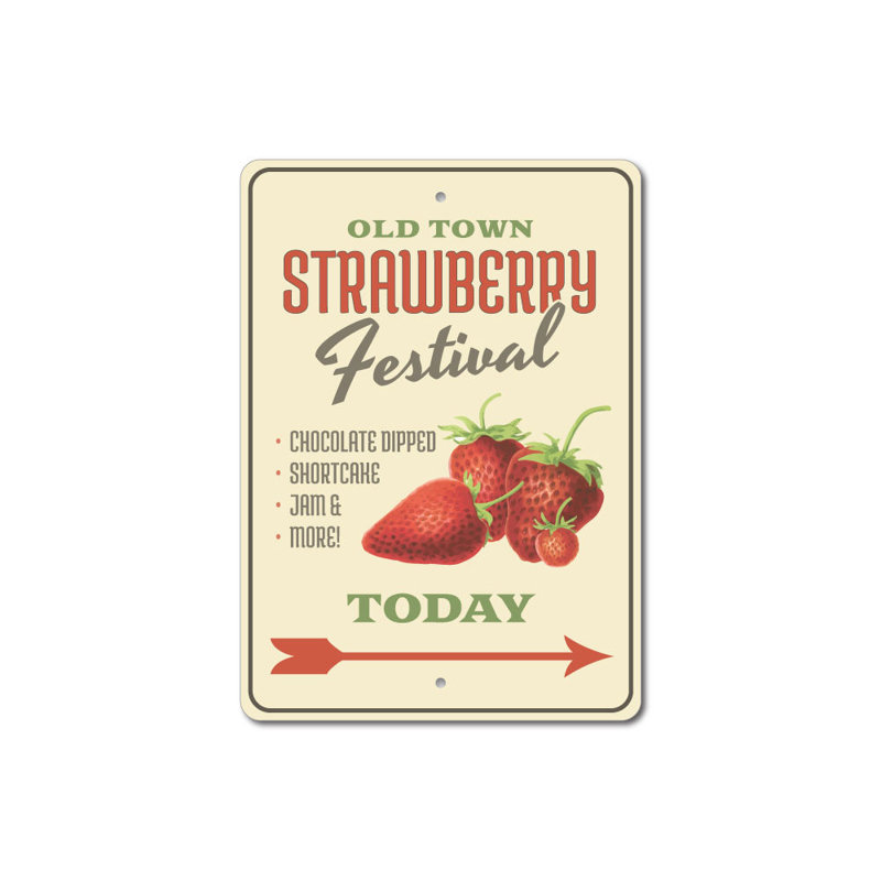 Plaque en aluminium Strawberry Festival, H 14 po x l 10 po x P 0,04 po
