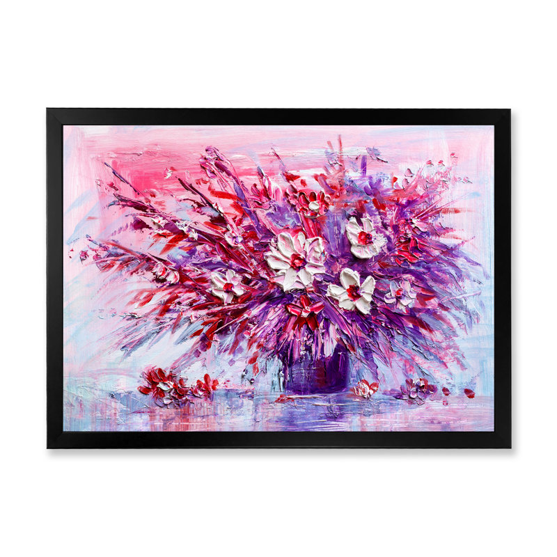 Bouquet mauve de Marguerite Daisy - art mural traditionnel sur toile, H 8 po x l 12 po x P 1 po