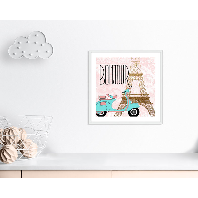 Bonjour paris 2, H 27,5 po x l 27,5 po x P 1,19 po, Encadré de boîte blanc