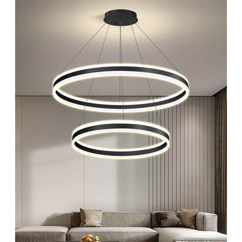 2-ring Modern Led Chandelier Gold, Matte Black