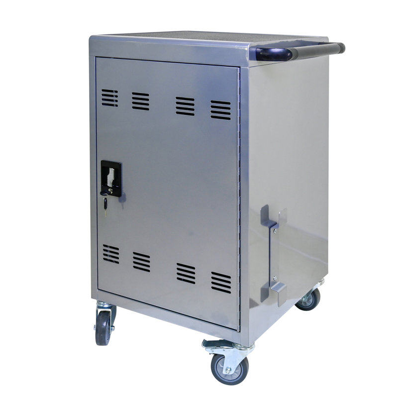 30+2Bay Mobile School Charging Cart Station for Chromebook, Tablet and Laptop Computer with Power Strip Included, Assembly Required-SILVER