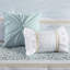 Édredon très grand / très grand avec coussins décoratifs - Motif chic et bleu à motif floral en seersucker 5 pièces pour bourre florale / botanique-127242567-127242565