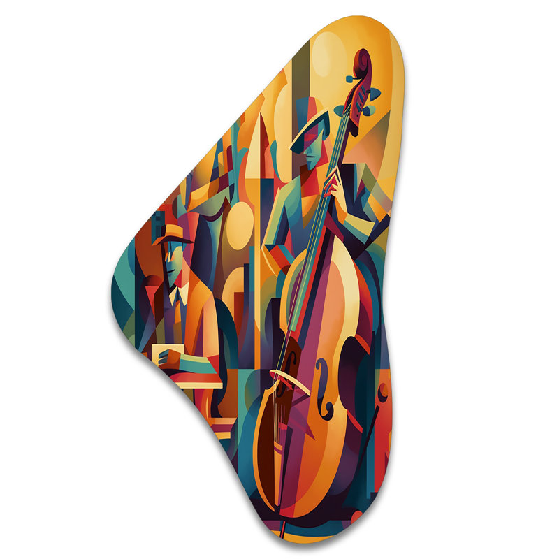 «Jazz Band Performance I - Asymmetric Music Jazz Art», reproduction de sculpture murale en métal de forme unique