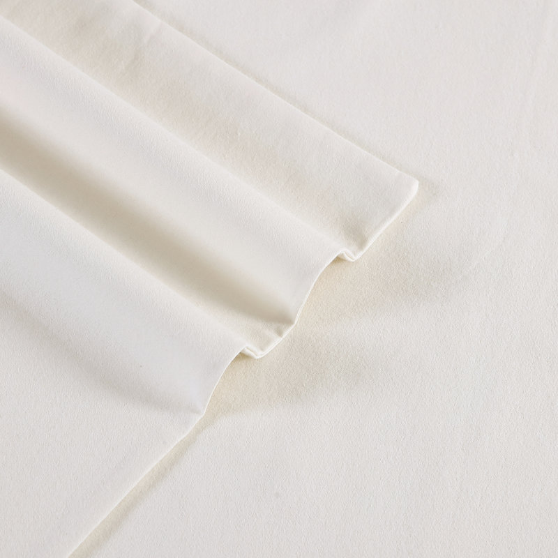 Eddie Bauer Solid Cotton Flannel Sheet Sets, Ivory, Queen Sheet Set