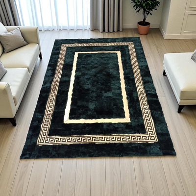 Tapis vert en fourrure de lapin Green Rex - tapis en fourrure naturelle fait à la main, tapis doux de luxe pour le salon, la chambre à coucher, décor à la maison moderne sur mesure_3 X 5 pi