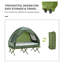 Lit de camp pliable 2 personnes avec auvent de tente, matelas gonflable et pompe Outsunny - vert foncé