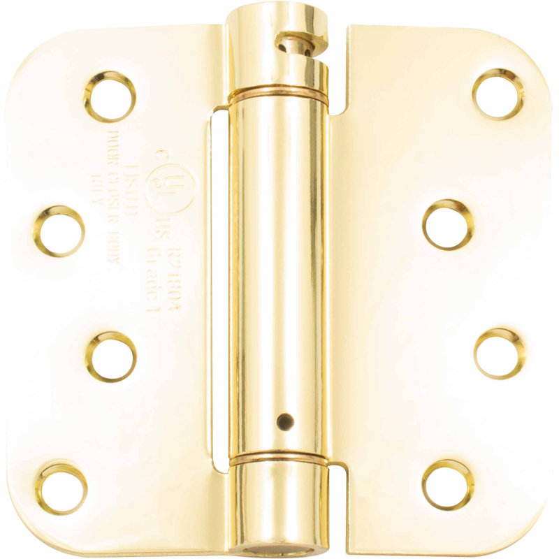 Charnière de porte simple à ressort H 4 po x l 4 po, Laiton poli