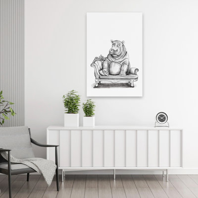 Chaise Lounge Hippo - Contemporary Hippopotamus Ornate Couch Whimsical Hippo Art Art