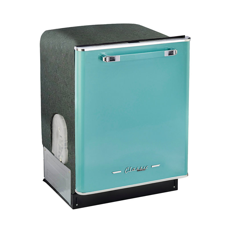 Lave-vaisselle à bouton-poussoir encastré Classic de 23,9 po 45 dBA Classic Retro, Brume océan turquoise