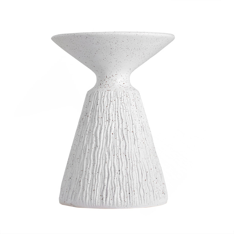 Outdoor White Marble Retro Speckled Textured All-Weather MGO Side Table – Indoor End Table for Home, Office, Living Room & Patio Decor