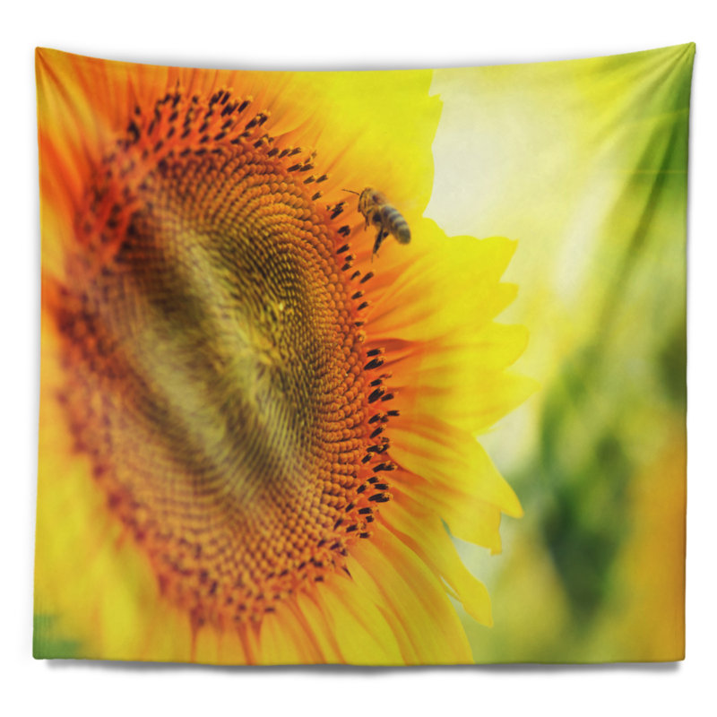 Tapisserie de tournesol en fleur animal, H 32 po x l 39 po