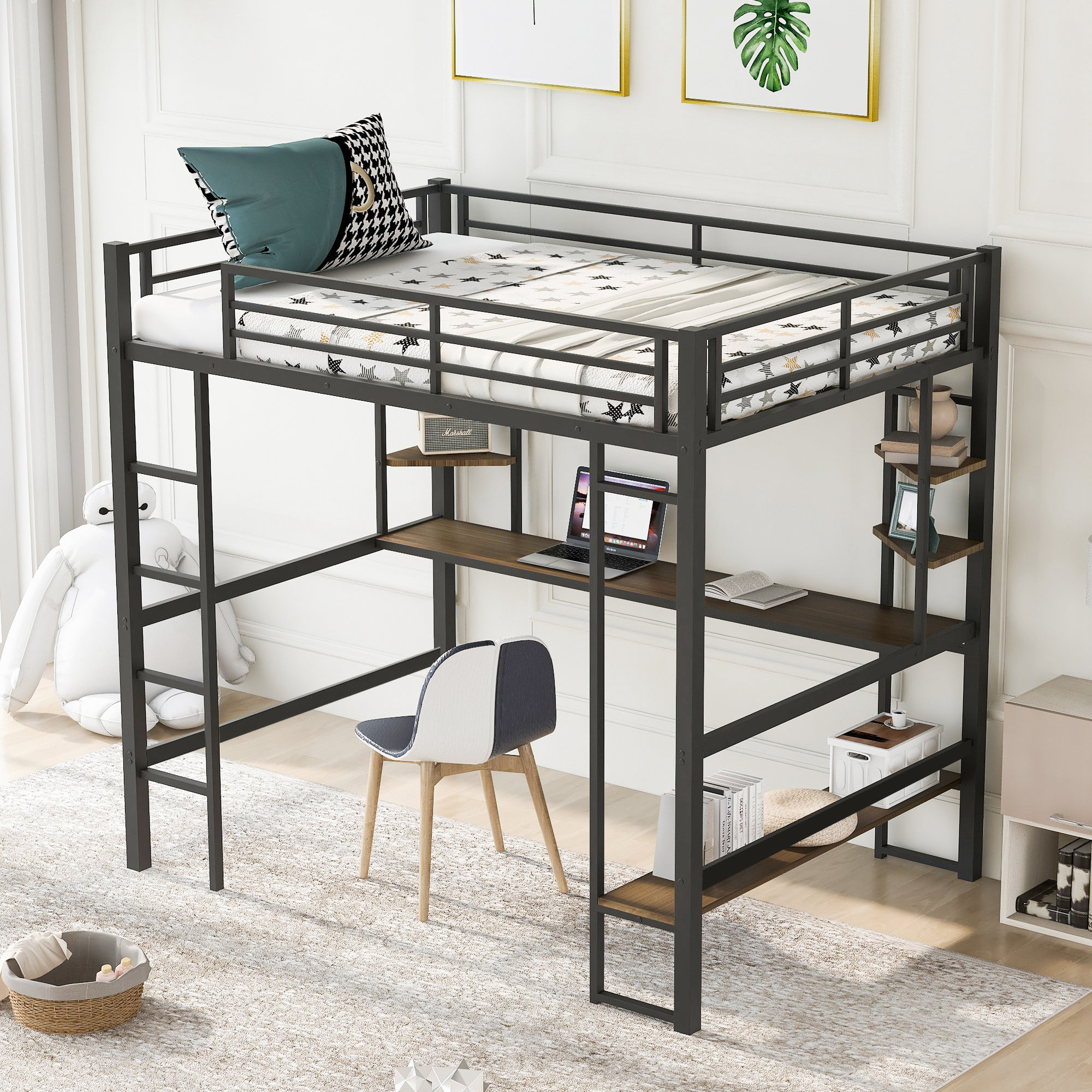 Mason & Marbles Lancefield Metal Loft Bed Storage Bed | Wayfair