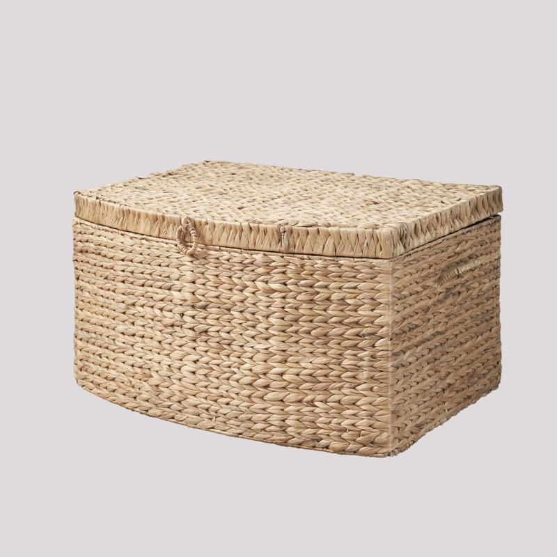 Coffre en osier tissé avec poignées en jacinthe d'eau rectangulaire Ludmilla - Brun naturel