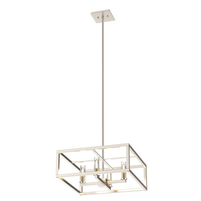 Lustre rectangulaire 4 lumières de style bougie Domina