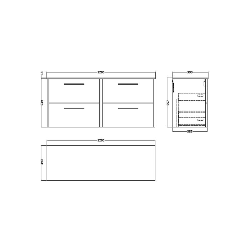 Juno 120.5Cm Wall Mounted Single Bathroom Vanity Base Only, Metallic Slate