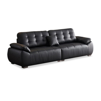 Canapé modulaire noir en similicuir