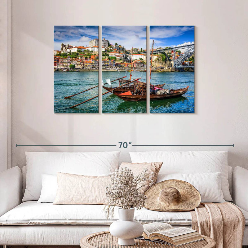 Sebbie Douro River Fishing Boats, 28" H x 45" W