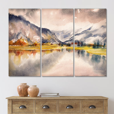 Paysage d'automne avec ciel reflété sur un lac - impression d'art sur toile Country