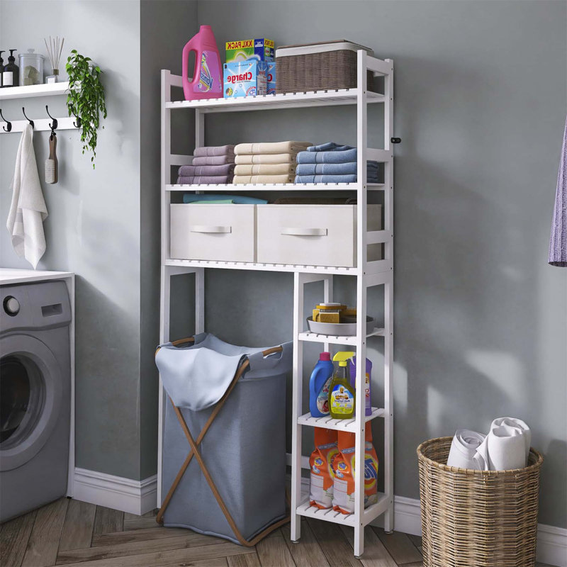 Aadhith Bamboo Over The Toilet Storage, White