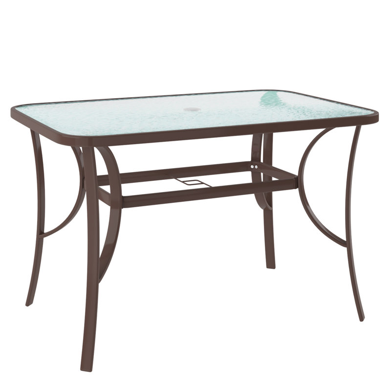 Table de salle à manger en métal avec trou pour parasol, Noir