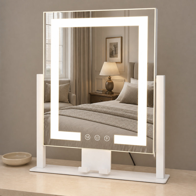 Makeup Mirror with Lights, 25 x 30 cm Light Up Vanity Mirror with 3 Colour Lighting Modes,White