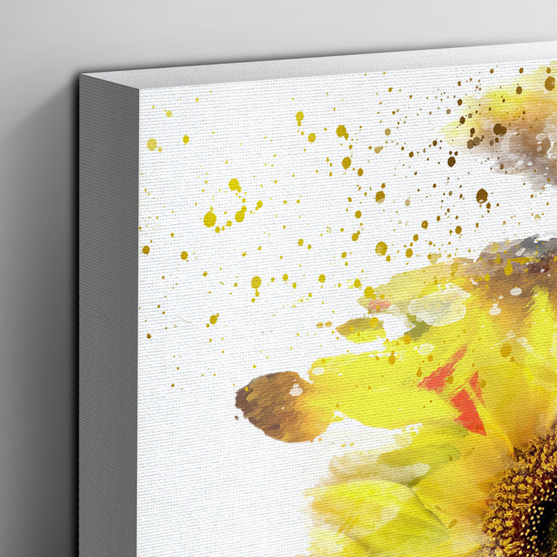 Flower Yellow Sunflowers - Wall Art, 50cm H x 76cm W, Wrapped Canvas