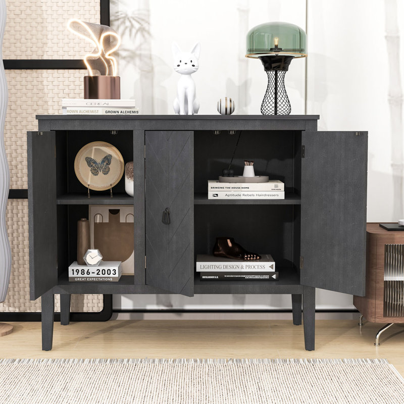 Buffet 37 po avec 3 portes Raleign, Gris