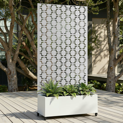 Raised Garden Bed with Trellis on Wheels – Versatile Metal Planter Box with Trellis, Multi-Style Planter Boxes with Trellis Privacy Screen for Patio and Garden