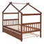 Lit simple en bois avec lit gigogne simple, noyer