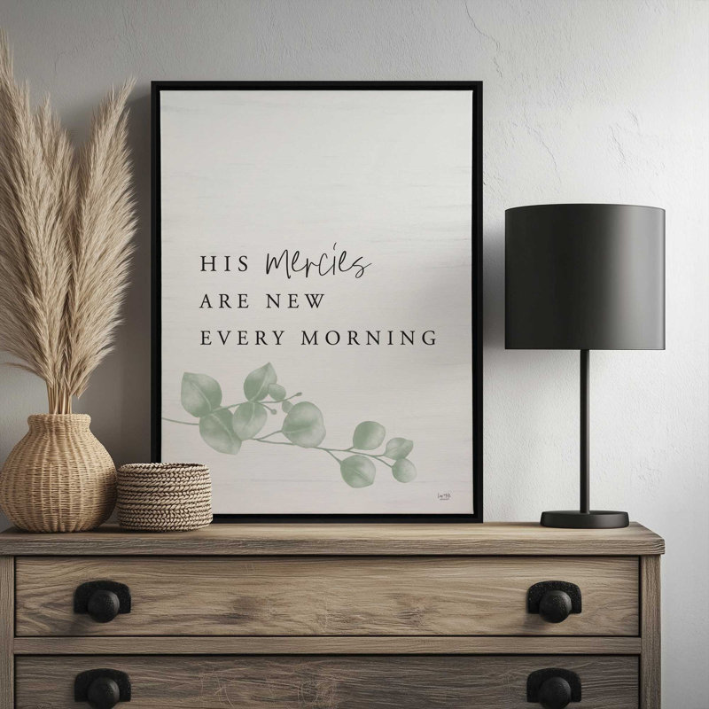 «His Mercies Are New Set 1 of 2» par Lux + Me Designs, reproduction d'art, L 24 po x H 32 po, Toile avec cadre, Noir