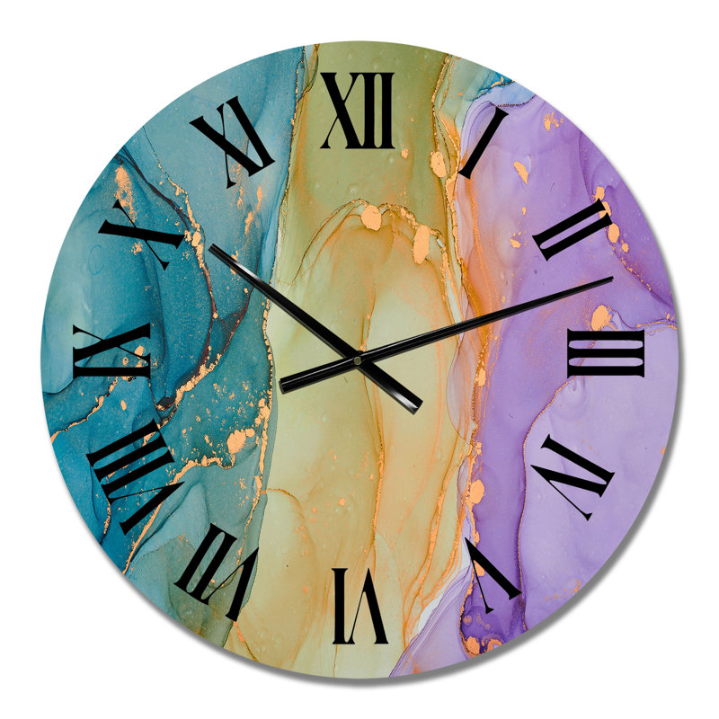Blue And Purple Liquid Art - Modern Wall Clock, Medium