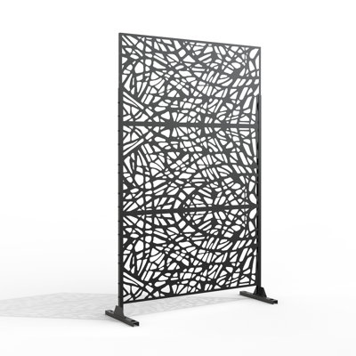Pacifa Series 6 ft. H x 4 ft. W Leaf Pattern Metal Privacy Screen For Patio Yard