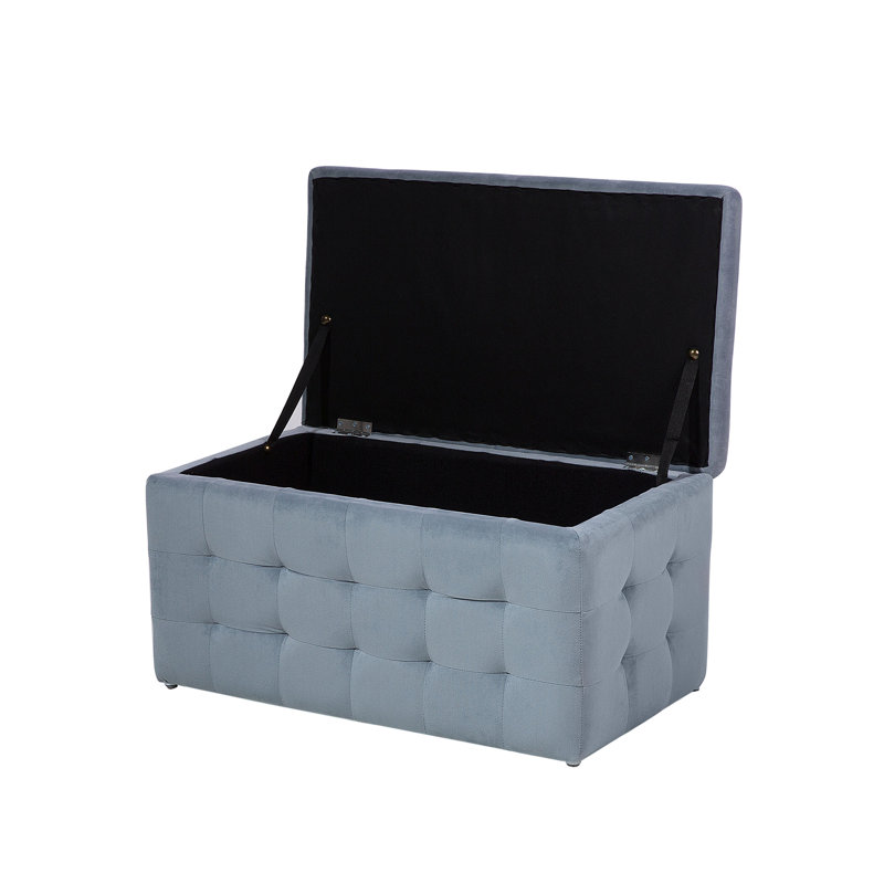 Eldredge 72cm Wide Velvet Tufted Rectangle Solid Colour Ottoman with Storage, Grey