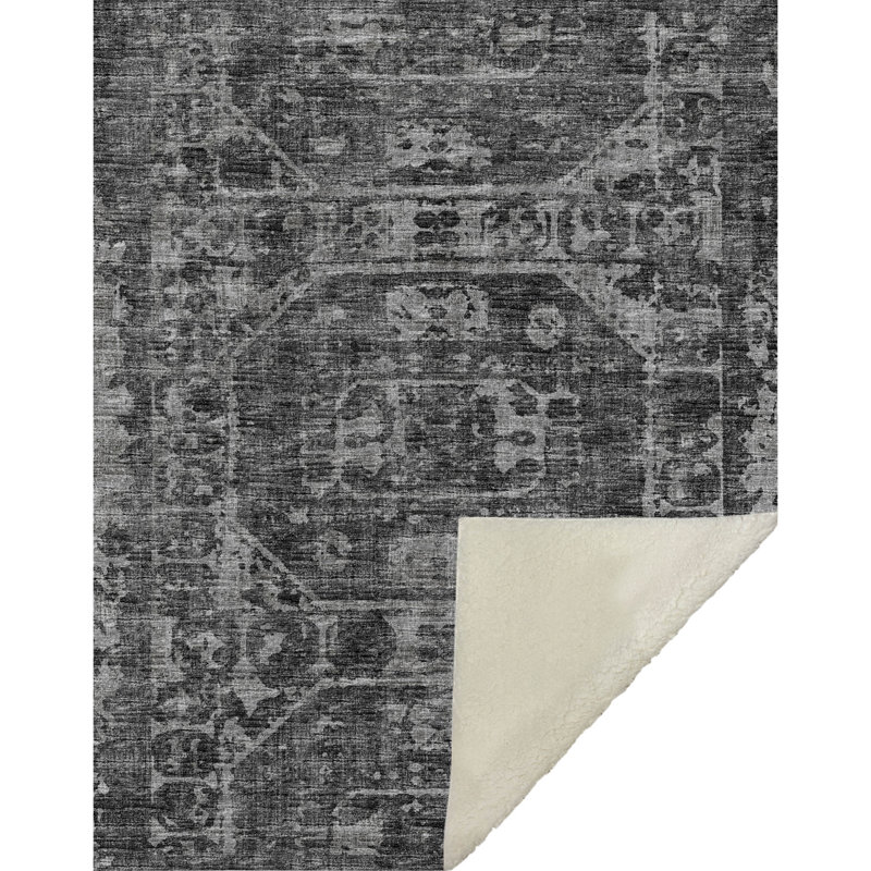 Jeté Addison Sherpa Tribal Medallion, Noir oriental 1