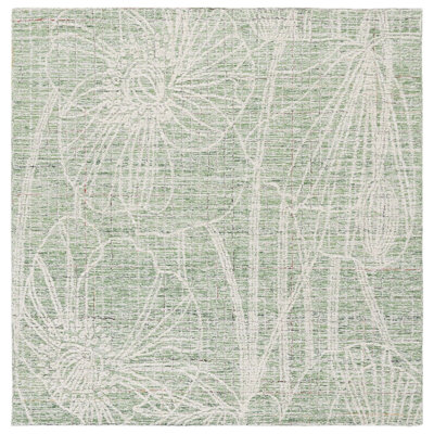 Tapis en laine / coton touffeté à la main Heatherlynn - vert / ivoire