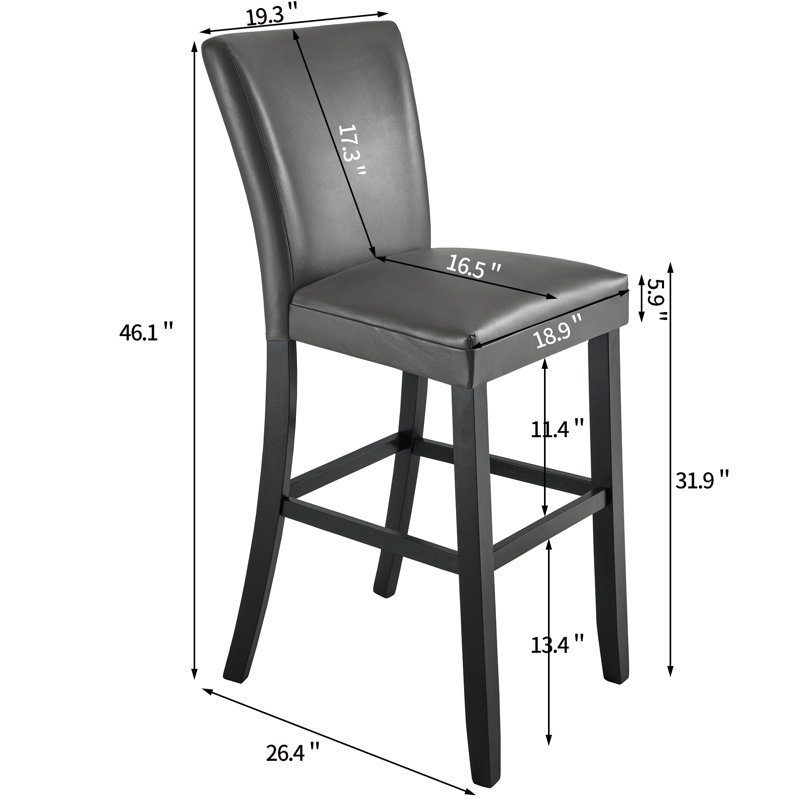 Solid Wood Counter Stool, Gray