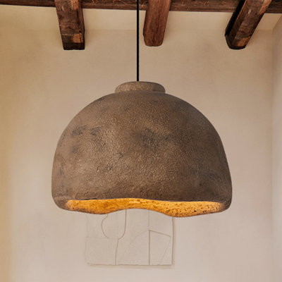 Hanson 1-Light Farmhouse Fluted Bowl Resin Dome Pendant Light Fixture
