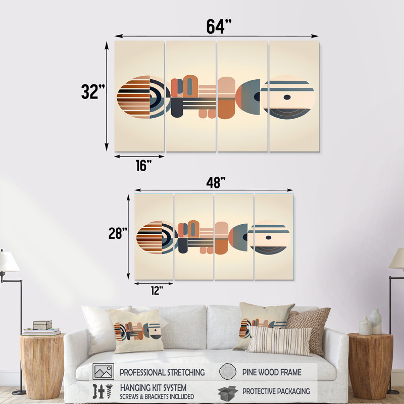 4 pièces d'art mural Minimal Geometrics, H 28 po x l 48 po