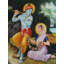 Krishna jouant de la flûte avec Radha | Peinture à l'huile par Jagriti Sharma